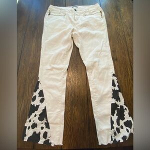 Garcia Jeans White Flare Jeans With Cow Print Size 30 B11